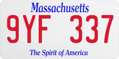 MA license plate 9YF337