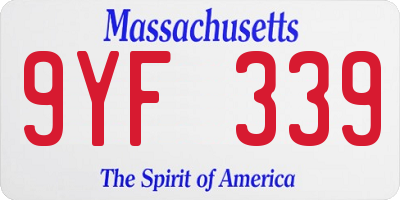 MA license plate 9YF339