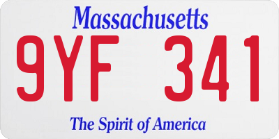 MA license plate 9YF341