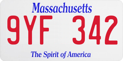 MA license plate 9YF342