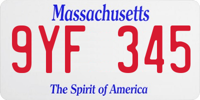 MA license plate 9YF345