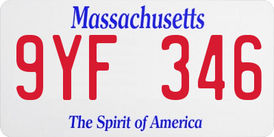 MA license plate 9YF346