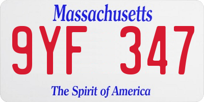 MA license plate 9YF347