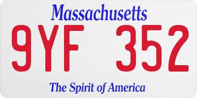 MA license plate 9YF352