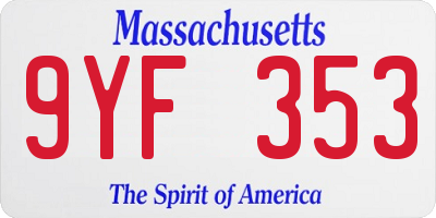 MA license plate 9YF353
