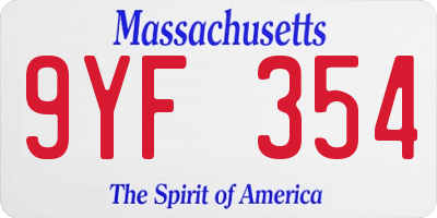 MA license plate 9YF354