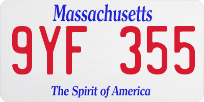 MA license plate 9YF355