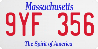 MA license plate 9YF356