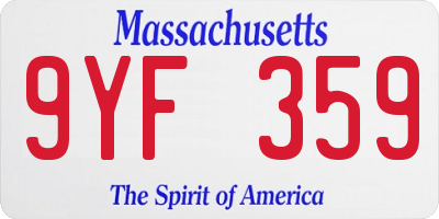 MA license plate 9YF359