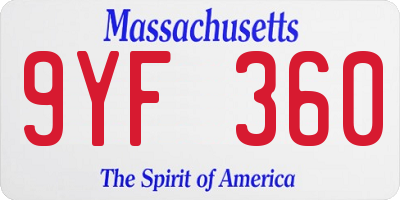MA license plate 9YF360
