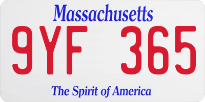 MA license plate 9YF365