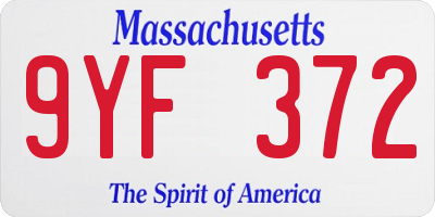 MA license plate 9YF372