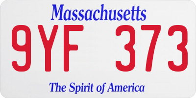 MA license plate 9YF373