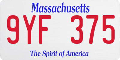 MA license plate 9YF375