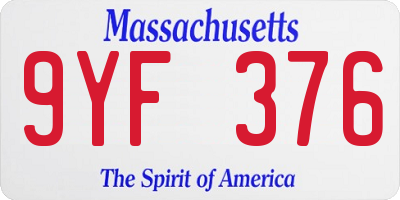 MA license plate 9YF376