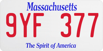 MA license plate 9YF377