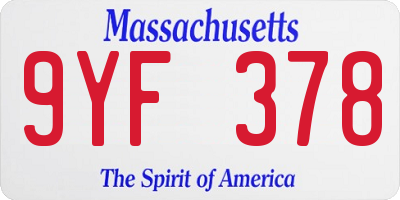 MA license plate 9YF378
