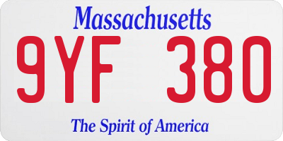 MA license plate 9YF380