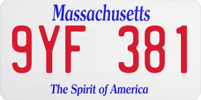 MA license plate 9YF381