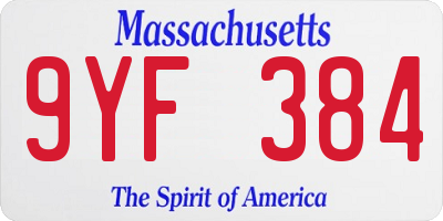 MA license plate 9YF384