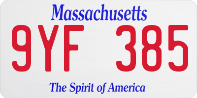 MA license plate 9YF385