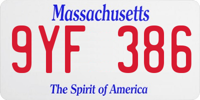 MA license plate 9YF386