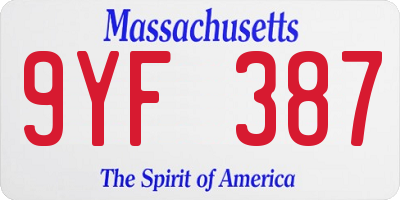 MA license plate 9YF387