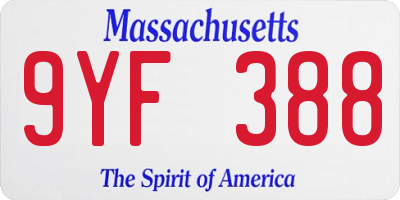 MA license plate 9YF388