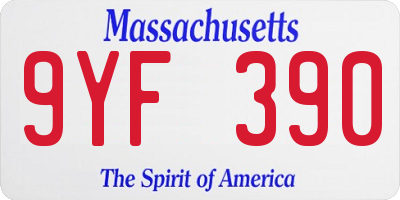 MA license plate 9YF390