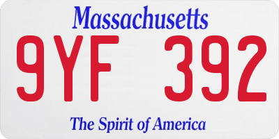 MA license plate 9YF392