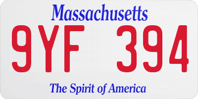 MA license plate 9YF394