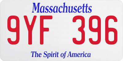 MA license plate 9YF396