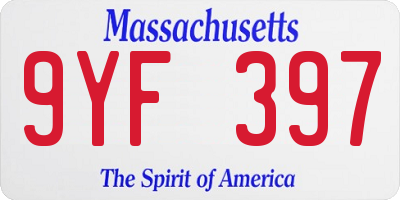 MA license plate 9YF397
