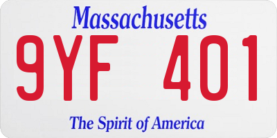 MA license plate 9YF401