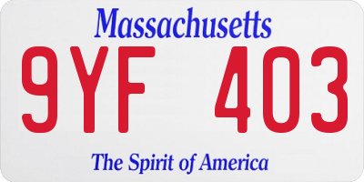 MA license plate 9YF403