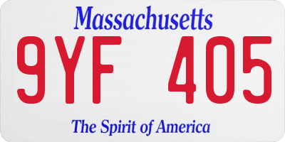 MA license plate 9YF405