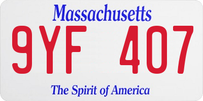 MA license plate 9YF407