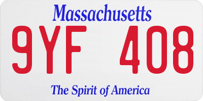 MA license plate 9YF408