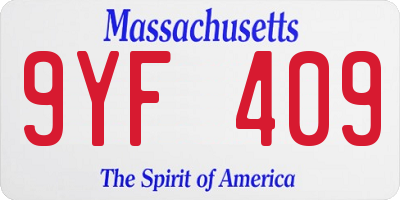 MA license plate 9YF409