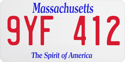 MA license plate 9YF412