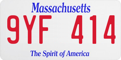MA license plate 9YF414