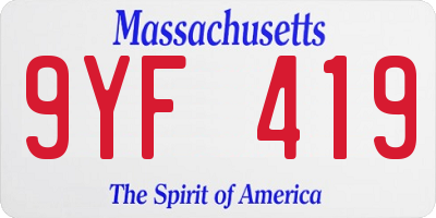 MA license plate 9YF419