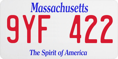 MA license plate 9YF422
