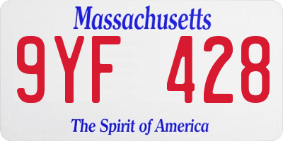 MA license plate 9YF428
