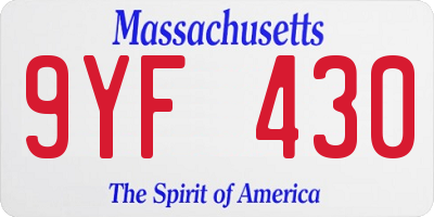 MA license plate 9YF430