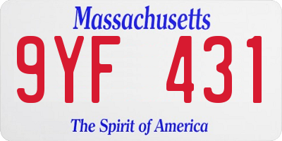 MA license plate 9YF431