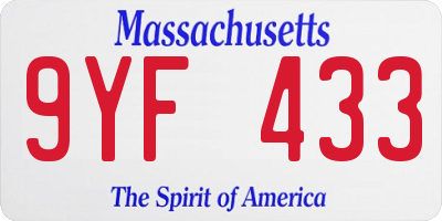 MA license plate 9YF433