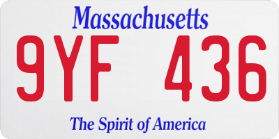 MA license plate 9YF436