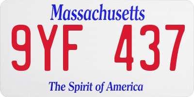 MA license plate 9YF437