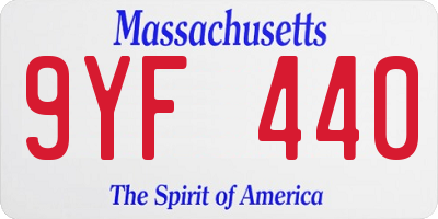 MA license plate 9YF440